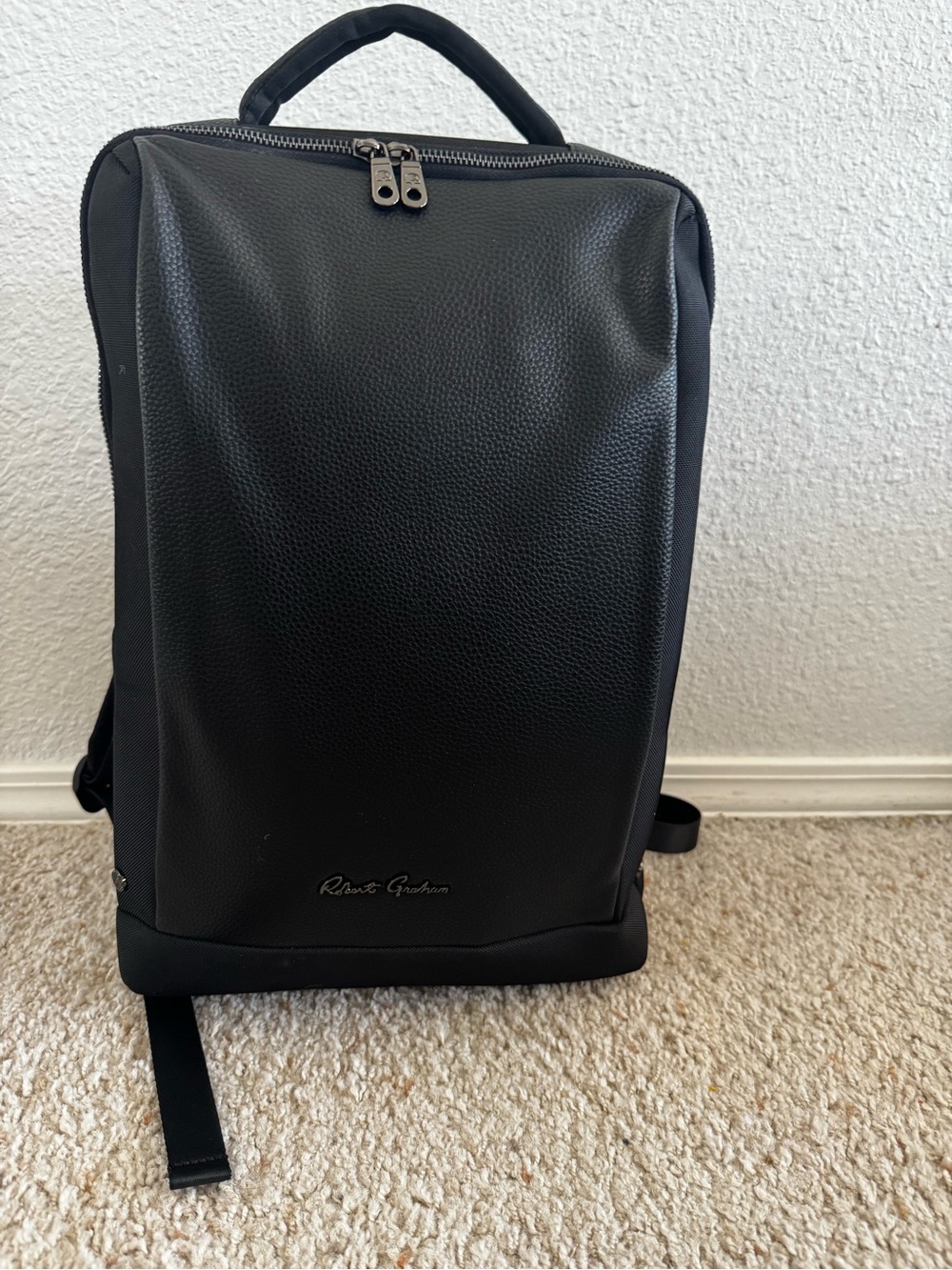 Robert Graham Thornton Mix Media Black Pebbled Leather Men's Backpack